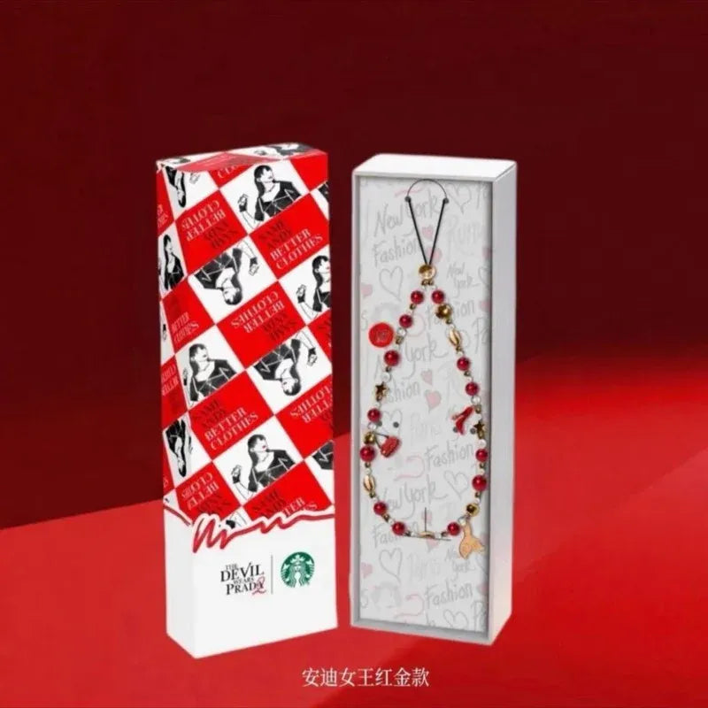 Starbucks China 2026 and The Devil Wears Prada Collaboration Series red mobile phone chain without giftcard