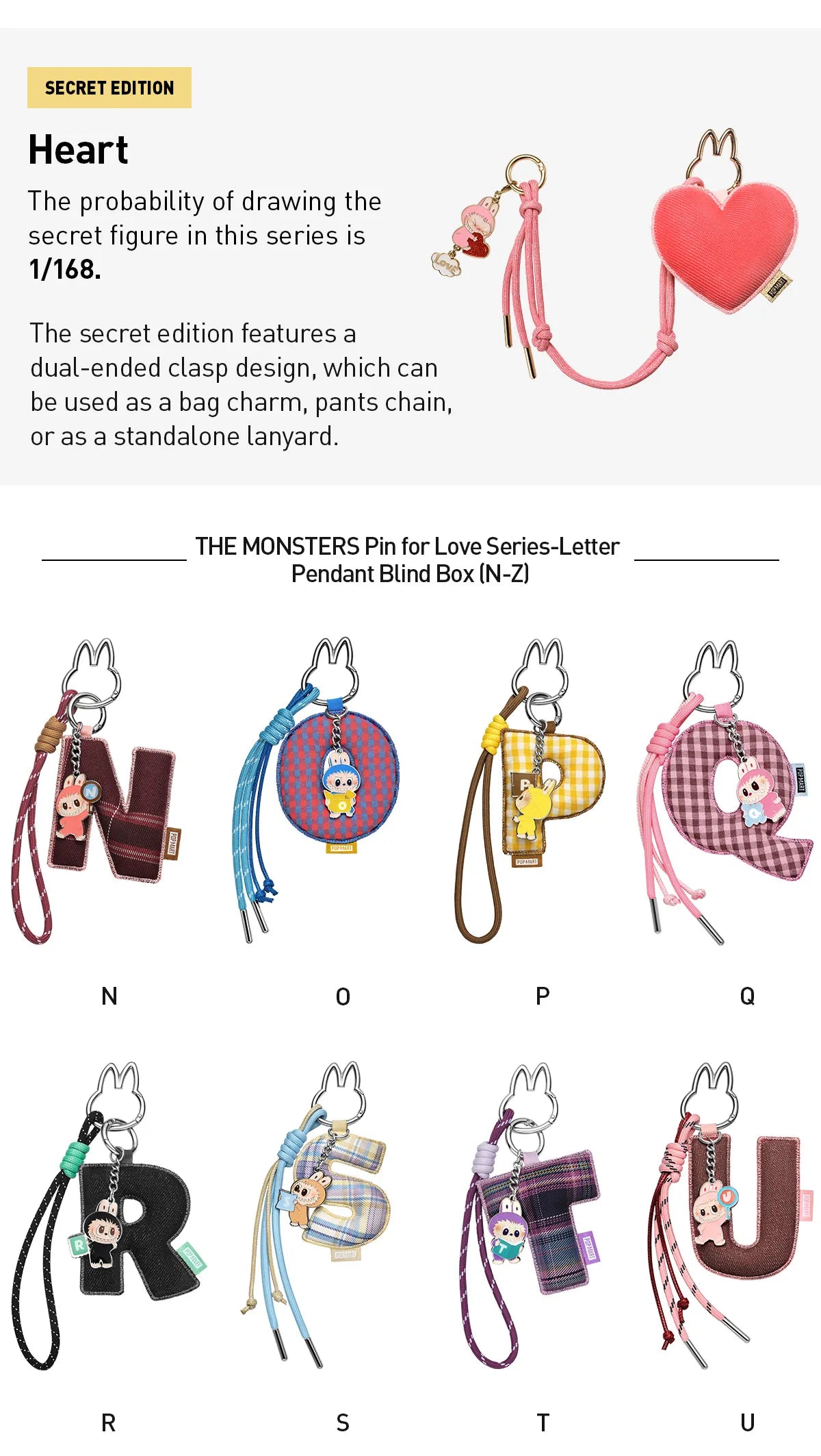 (Authentic) THE MONSTERS Pin for Love Series- Letter Pendant