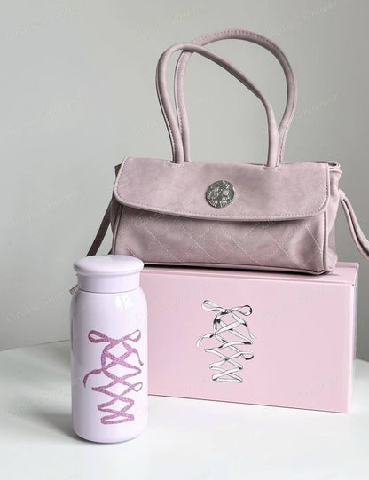 Starbucks China 2026 Ballet Series Pink 355ml Sparkling Ribbon Stainless Steel Cup with Small Bag