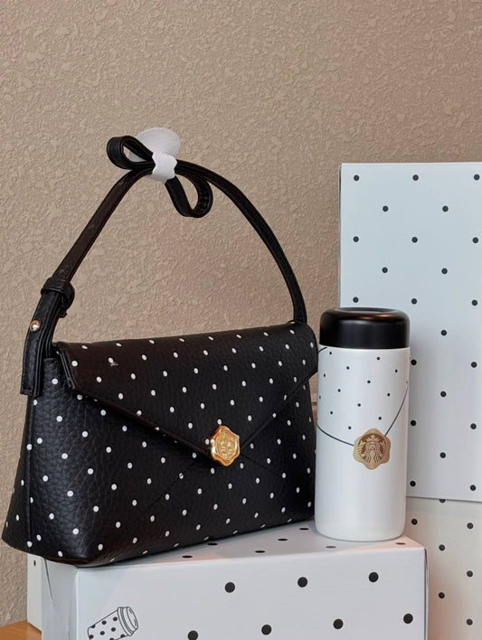 [Pre-order] Starbucks Polka Dot Wonderland White Tumbler with Black Bag