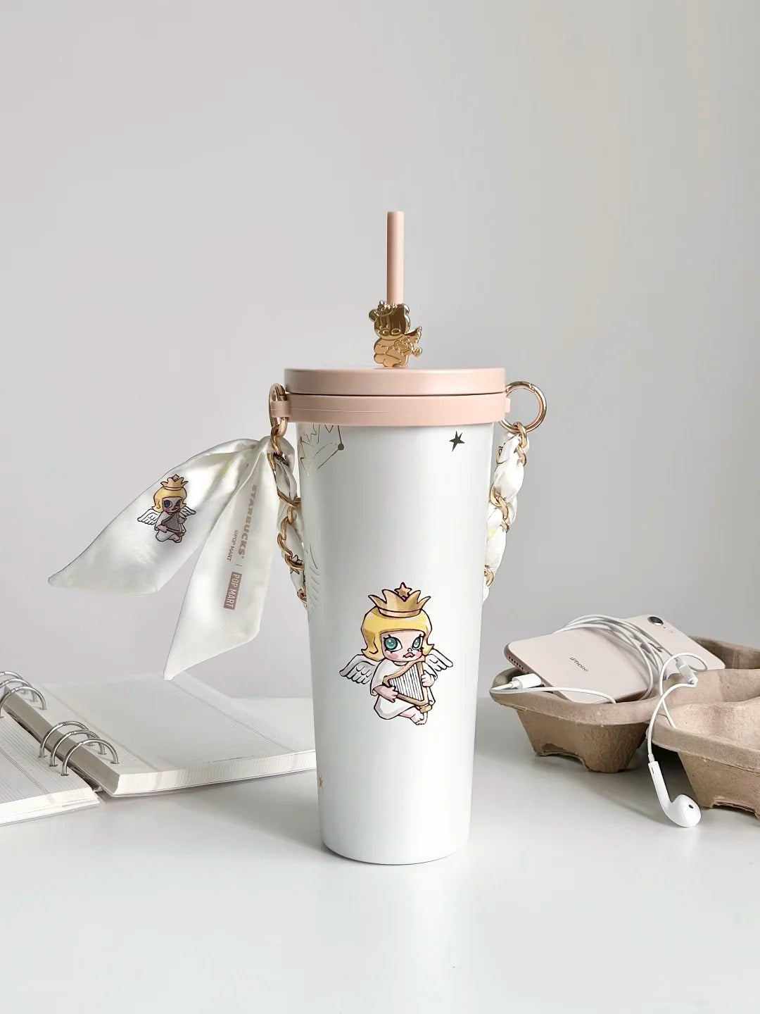 Pre-order Starbucks MOLLY series 860ml Stainless Steel Straw Cup With Hanging Chain